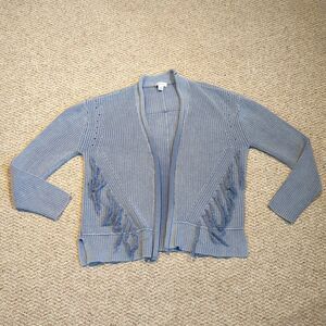 Sundance Ella Fringe Cardigan Womens XS Blue Faded Boho Southwestern Knit